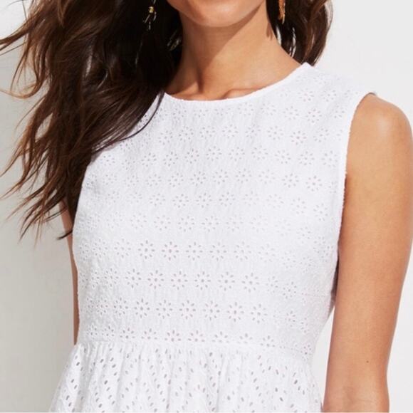 Vineyard Vines White Eyelet Ruffle Bottom Fit Flare Sleeveless Allamanda Dress 6 - Picture 4 of 12